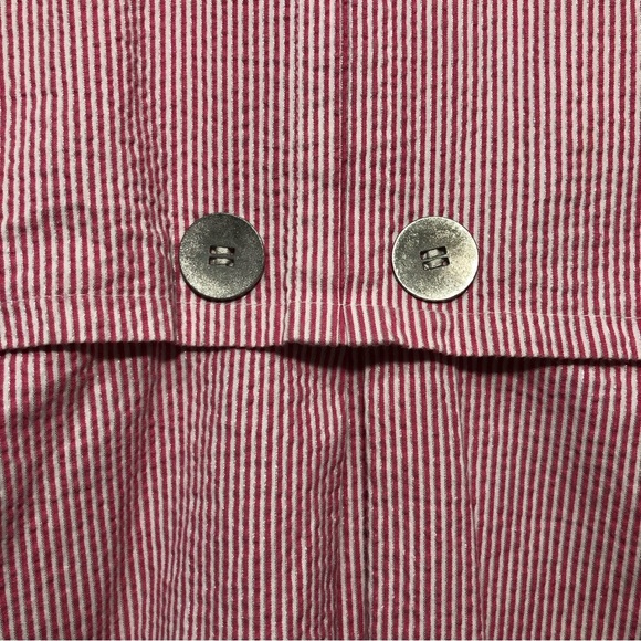 LAL Live A Little Cotton Blend Red / White Stripe Button Front Blazer Jacket L - Picture 8 of 12